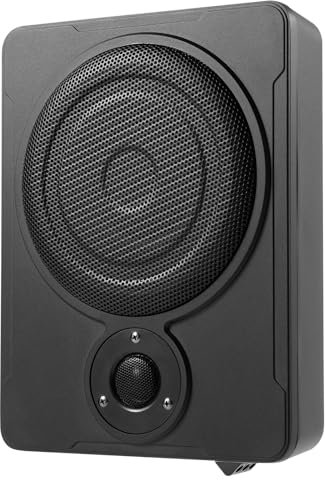 WOLEGM Subwoofer activo de 8 pulgadas para coche, 600 W, modo dual con juego de cables, mini subwoofer activo para coche/camión, color negro