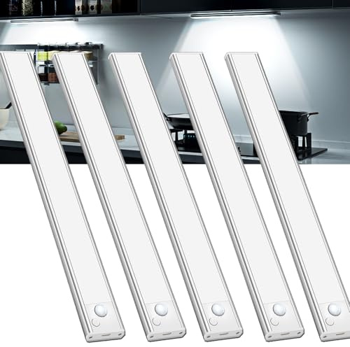 JEKEMORYE Under Cupboard Kitchen Lights LED - White 20CM 5 Pack - with 3 USB Cables