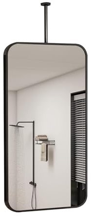 Moderner Wandspiegel mit Eisenrahmen, für Schlafzimmer, Eingangsbereich, 40 x 70 cm, Schwarz