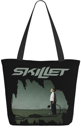 Reginascaks Śkillet% Rock Band Tote Bag Singer Fans Gifts Singer Album Tote Bag For Music Lover Fans Canvas Tote Reusable Shopping Bags Shoulder Bag ,Machine Wash
