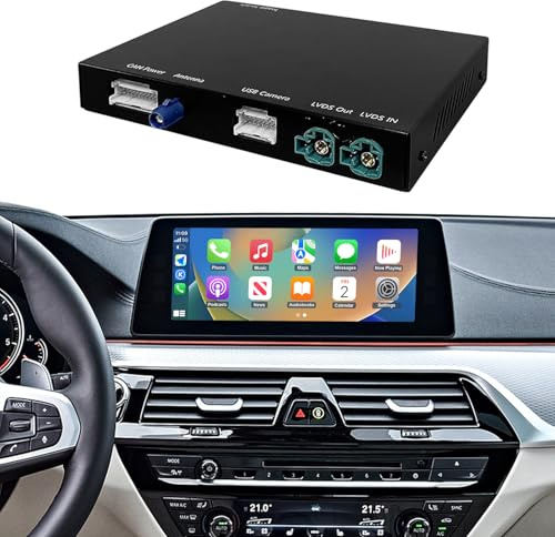 Ninetom Wireless Carplay & Android Auto Decoder Nachrüstsatz für 2017–2020 BMW 1/2/3/4/5/6/7/X1/X2/X3/X4/X5/X6 Serie mit EVO System, unterstützt Mirrorlink, Navigation, Siri, Kamera