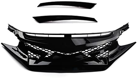 Kühlergrill Racing Grill Kompatibel for Honda Civic 10th Gen 2016-2021 Schwarz Auto Gitter Splitter Oberen Stoßfänger Haube Mesh