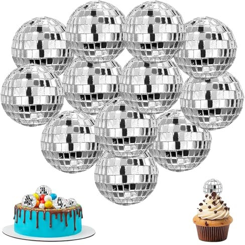 12 Stück Mini Discokugel, Discokugel Klein, Discokugel Deko, Disco Spiegel Ball, 3 cm Discokugel Silber Discokugel, Spiegelkugel Zum Aufhängen, Discokugeln Für Hochzeit Geburtstagsfeier 