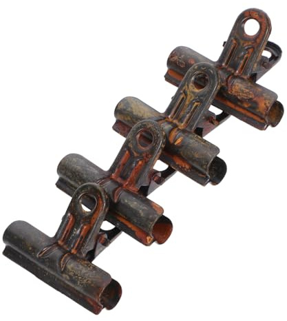 LOLIPPYY Büroklammern Metall Nostalgisch Mit Retro-Rostmuster 4 Stück Bull Clips Für Fotos Zeitungen Und Dokumente Fotoklemme Für Büro Schule Laden Und Zuhause