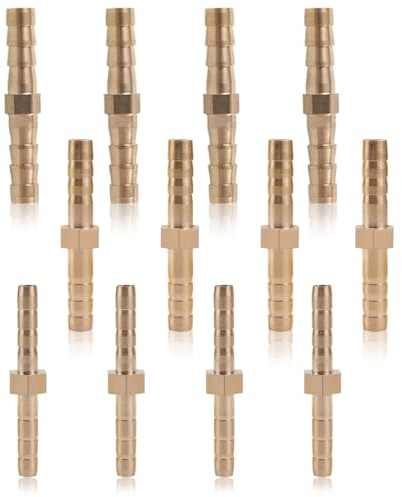 OPVYAEU 12 Pezzi raccordi Tubi Flessibili innesto Ottone - giuntatrice a innesto - connettore Dritto per Linea dell'Aria, Acqua Carburante Linea dell'olio(4/5/6mm)