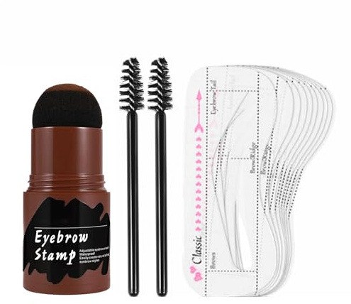 Augenbrauen Puder Set Mit 10 Schablonen - Natürlicher Look & Langer Halt | Kaschiert Auch Haaransatz & Geheimratsecken | Ideal Für Anfänger & Dünne Augenbrauen | Inkl. Doppel-Pinsel