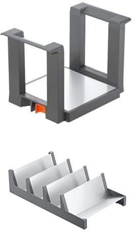 Blum Bundle AMBIA-LINE Tellerhalter | Aufbewahrung für bis zu 12 Tellern | Oriongrau + AMBIA-LINE Gewürzregal | für bis zu 16 Gewürzgläser oder -packungen | platzsparend und stabil | Oriongrau