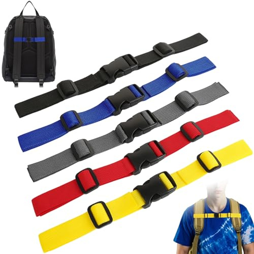 5 Stück Verstellbarer Brustgurt Rucksack 2,5 cm Nylon Rutschfester Gurtband | Rucksack Brustgurt mit Schnellverschluss Für Schultasche, Strapazierfähiger Brustgurt Für Joggen Wandern Klettern Reisen