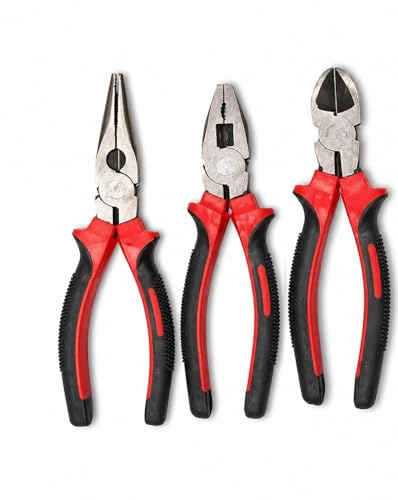 True Face 3PCS 16cm Pliers Set Side Cutter Long Nose Wire Cutter Grip S2