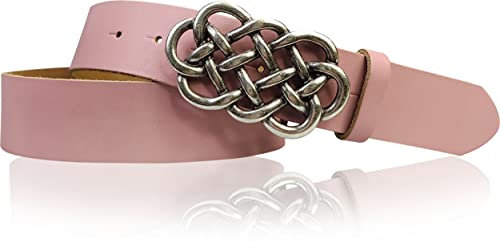 FRONHOFER Damen Ledergürtel 4 cm echt Leder mit keltischer Gürtelschnalle altsilber, 18220