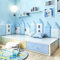 Liveinu Papier-Peint Briques 3D Anti-Collision Imperméable À l'eau Tuile Tuile Autocollant Mural Decal Home Decor Autocollants Durable et Pratique Ignifuge 120x60cm 4 Maison Bleu