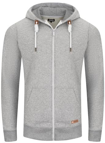 riverso Sweatjacke Herren mit Kapuze Reißverschluss Regular Fit RIVThilo Kapuzenjacke Grau XL, Größe:XL, Farbe:Grey 1