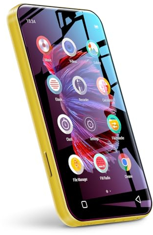 WiFi Mp3 Player with Bluetooth, TIMMKOO 4.0 Full Touch Screen Mp3 Mp4 Player with WiFi Transfer, Portable HiFi Sound Walkman Digital Music Player with FM Radio,Recorder, Ebook,Clock, Browser (Yellow)