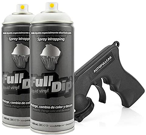 AutoFullCar Full Dip Pack 2 Sprays Vinilo Líquido REGALO Adaptador Spray (Blanco)