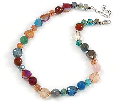 Superbe collier de perles en verre et agate Multicolore 42 cm, Verre