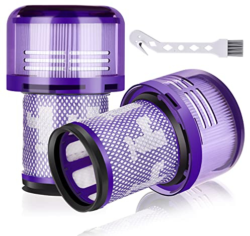 Leadaybetter 2 Stück Ersatzfilter Filter für Dyson V12 Detect Slim Absolute Staubsauger, Waschbar Ersatzteile Hepa Filter Zubehör mit 1 Bürste,Ersetzen Sie # 971517-01