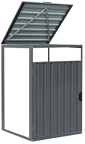 HOME DELUXE - Abri pour poubelles CUBO - Extension - Place pour 1 Poubelle de 240 litres, Couleur : Anthracite, résistant aux intempéries, Serrure et clé incluses I Abri pour poubelles Gartenbox