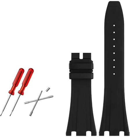 BANDKIT Gummi-Uhrenarmband 28mm Uhrenarmband Für AP 15703 26470SO Royal Oak Offshore Herren Sport Uhrenarmband Armband, 28mm, Achat
