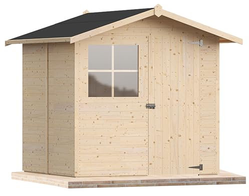 Casetta da giardino in legno per esterno 2Mq 200x200 20mm MADE IN ITALY mod. OLBIA (Con Pavimento e Grondaia, Kit 1 Finestra Apribile)