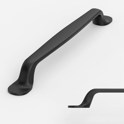 Amerdeco 10 Pack Matte Black Retro Cabinet Pulls 6.3 Inch(160mm) Hole Centers Kitchen Cabinet Handles Solid Zinc Alloy Cabinet Hardware Drawer Pulls AM009