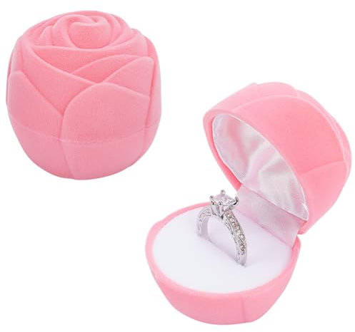MAYJOYDIY 2 Stück Perlrosa Schmuckkästchen Samt Mit Rosen Romantische Ringschatulle Mit Blumenmotiv Für Heiratsantrag Zeremonie Hochzeitstag Geschenk Für Frau Schmuckschatulle