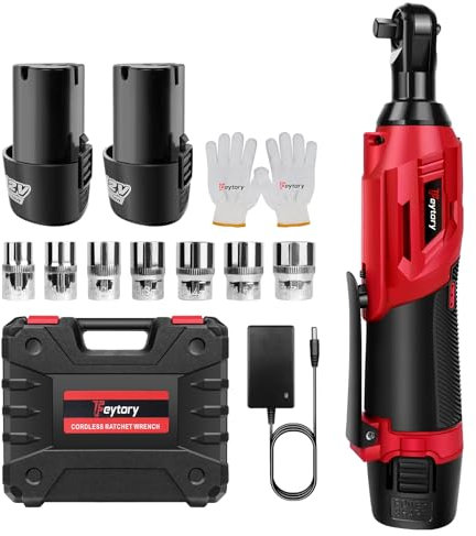 Set di chiavi a cricchetto elettriche, batteria da 12 V, chiave a cricchetto da 3/8, con coppia di 40 nm, 0-300 rpm, con 2 batterie da 1500 mAh, 7 prese, cricchetto elettrico per mobili e auto