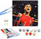 QDUODUO Fussball Malen Nach Zahlen mit Rahmen für Erwachsene Anfänger und Kinder ab 6 Jahre, CR7 Fußball Painting Bastelset mit Leinwand Pinseln Acrylpigment, 20x20cm Klein DIY Gemälde Basteln Kit