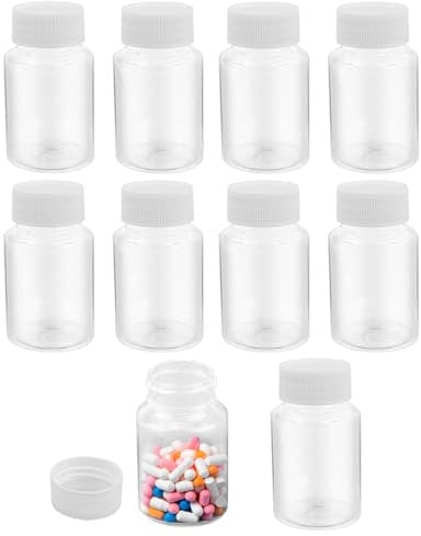 ZJIVQO 10-Pack 80ml Clear Plastic Round Reusable Pill Bottles for Travel, Sample Storage, Daily Use
