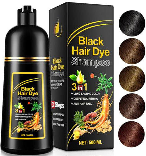 3-in-1 Herbal Hair Dye Shampoo, Natural Black Hair Color Solution for Women & Men, Herbal Hair Dye Shampoo Deeply Nourishing