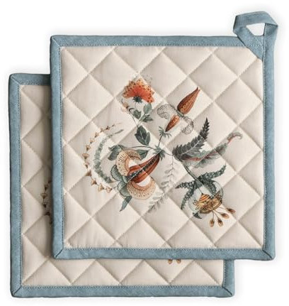 Maison d' Hermine Hot Pads - Portascarpe pasquali in 100% cotone con fiocco, resistente al calore, set con 2 presine per barbecue, forno a microonde, barbecue, Dalida, primavera/estate (20 cm x 20 cm)