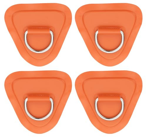 PATIKIL 3.5 Paddle Board D Rings, 4 Pcs Stainless Steel D-Ring PVC Patch Pad No Glue Include for Raft Kayak Inflatable Boat Surfboard, Orange