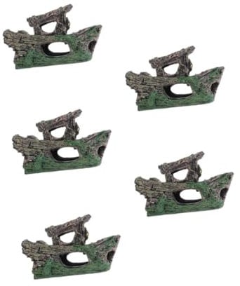 Kisangel 5pcs Fish Tank Shipwreck Landscaping Betta Fish Tank Fish Tank Decoration Aquarium Landscape Tree Stump Hide Away for Terrarium Cat Window Suction Cup Aquarium Rocks Resin