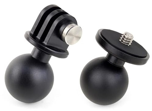 2-Pack 1 Ball Mount Adapter for Insta360 One X3, X2, X, R, RS, GoPro, AKASO, SJCAM, DJI Osmo Action Camera, Compatible with RAM Mounts B Size 1 Inch Ball Double Socket Arm