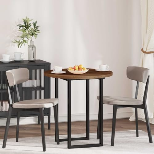 HETFTJN Tischplatte rund 70 cm aus massivem Eichenholz, 2,5 cm Dicke braune Holzplatte, Modernes Design, Robustheit und Langlebigkeit für Esszimmer, Küche, Balkon und Garten