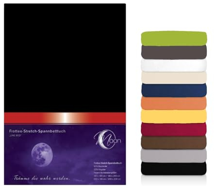 Moon Premium Frottee Spannbettlaken/Spannbetttuch (90x200-100x200, schwarz)