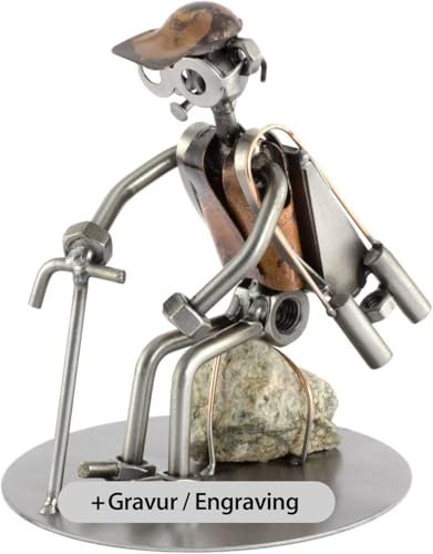 Steelman24 Schraubenmännchen Wanderer mit persönlicher Gravur | Made in Germany,Handarbeit,Geschenkidee,Stahlfigur,Metallfigur