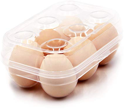 JAMOR 6 Grid Egg Storage Box Refrigerator Crisper Egg Protection Box Portable Egg Carriage Container For Camping Picnic Essential (White)