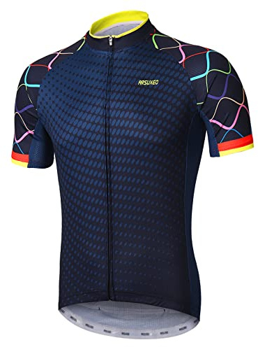 ARSUXEO Herren Radtrikot mit Kurzen äRmeln, MTB-Trikot, Helles Fahrrad-T-Shirt, Atmungsaktives Radoberteil ZY845 XXL