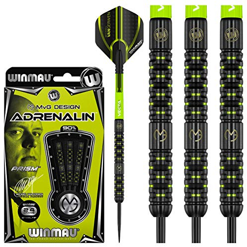 WINMAU Michael Van Gerwen MvG Adrenalin 24 Gramm Profi Wolfram Steeltip Dartpfeile Set mit Flights und Schäfte