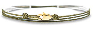 Made by Nami Dünnes Wickel-Fußband für Herren & Damen mit Karabiner-Haken Verschluss - Handmade Männer Fußkettchen - Surfer-Schmuck Herren-Schmuck - 100% Wasserfest & Verstellbar (Grün Gold)