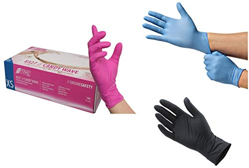Nitril-Handschuhe 100 Stück in Spender-Box – puderfrei, Nicht steril, beidseitig tragbar - Magenta (S)