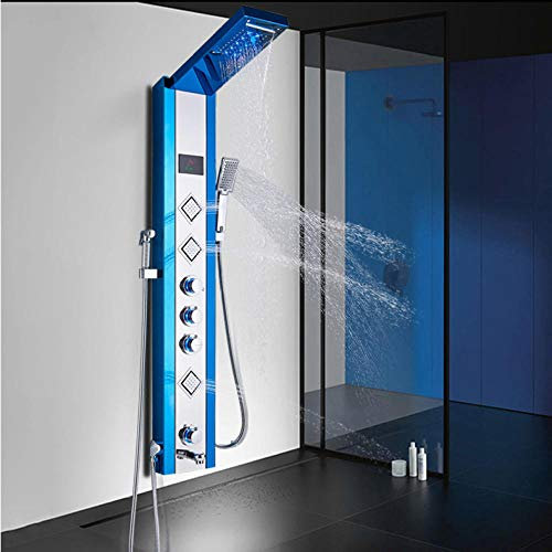 Huin Panneau de douche LED pluie cascade LCD affichage numérique colonne de douche Bidet Spray Massage bain douche mélangeur robinet d'eau