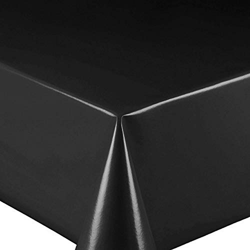 PVC Tischdecke Uni SCHWARZ Wachstuch · Breite & Länge wählbar · abwaschbare Tischdecke Glatt glänzend, Größe:100 x 100 cm