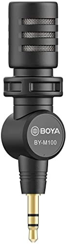 BOYA BY-M100 Miniature 3.5mm TRS Omnidirectional Condenser Microphone for DSLR Camcorder Recorder Action Cameras & Smartphones
