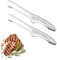 Grillzange aus Edelstahl, für koreanische und japanische Grills, saubere und bequeme Nutzung, rutschfeste gezackte Spitzen, ideal zum Kochen, selbststehende Zange für Salat, Grill, Backofen, 2 Stück