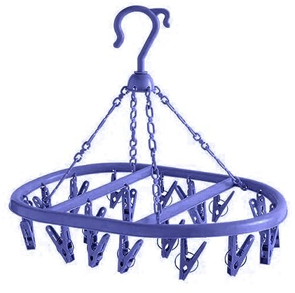 Lizzy 1 x 20 Pegs Washing Clothes Rack | Circular Clothes Airer Socks Dryer Plastic Laundry Hanger For Shoe Insoles Gloves Towel Lingerie Hats Small Laundry Item Windproof Drying (Dark Blue)