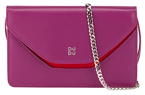 DUDU Kleine Damen-Umhängetasche Made in Italy aus echtem Leder, umwandelbar in Gürteltasche, Mini-Umschlagtasche Fuchsia