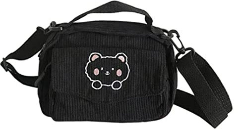 GGOOB Kawaii Umhängetasche und Geldbörse - Cordtasche, Schwarz, Einheitsgröße