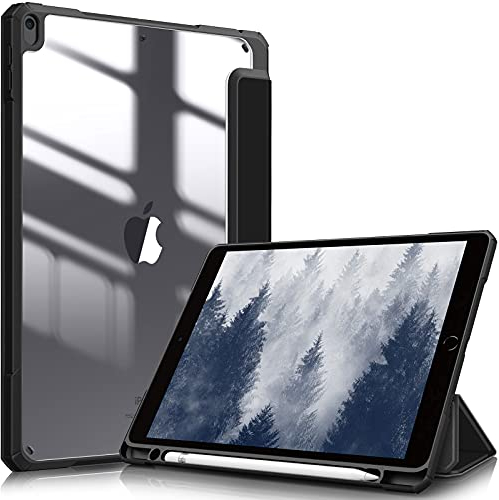 Fintie Funda Durable Compatible con iPad Air 10.5 (3.ª Gen) 2019/iPad Pro 10.5 2017 con Portalápiz - Carcasa Trasera Transparente a Prueba de Choques Auto-Reposo/Activación, Negro