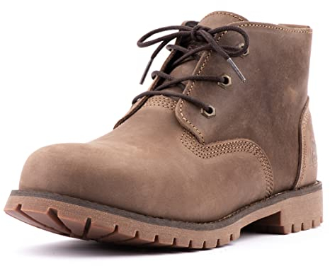 KAM-LITE Stivali da lavoro da uomo, in pelle, con punta in acciaio, impermeabili, antiscivolo, S2, traspiranti, larghi, marroni, Crazy Horse, in pelle piena, anti smashing Business, marrone, 48 EU